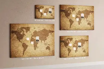 Tableau d’affichage en liège motif carte du monde ancienne