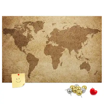 Tableau d’affichage en liège motif carte du monde ancienne