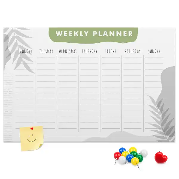 Tableau de liège Planning de sept jours tâches