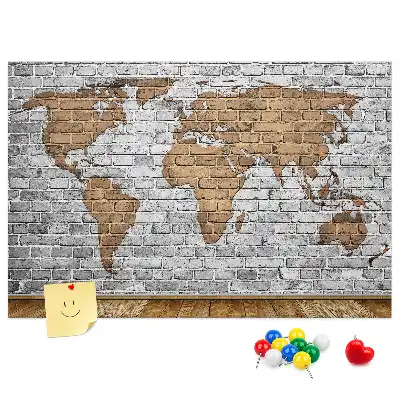 Tableau d’affichage en liège Carte du monde briques
