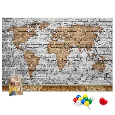 Tableau d’affichage en liège Carte du monde motif briques