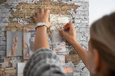 Tableau d’affichage en liège Carte du monde motif briques