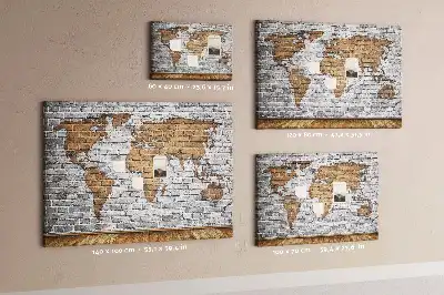 Tableau d’affichage en liège Carte du monde motif briques