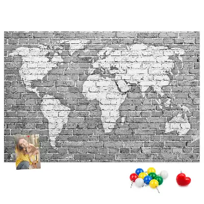 Tableau en liège décoratif Carte du monde sur briques