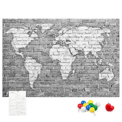 Tableau en liège décoratif Carte du monde sur briques