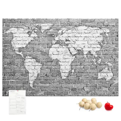 Tableau en liège décoratif Carte du monde sur briques
