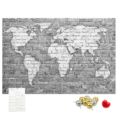 Tableau en liège décoratif Carte du monde sur briques