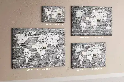 Tableau en liège décoratif Carte du monde sur briques