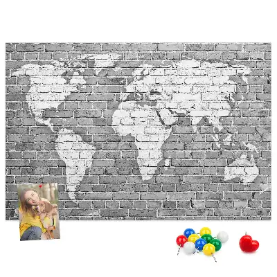 Tableau en liège décoratif Carte du monde sur briques