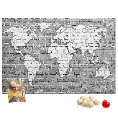 Tableau en liège décoratif Carte du monde sur briques