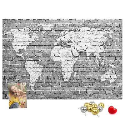Tableau en liège décoratif Carte du monde sur briques