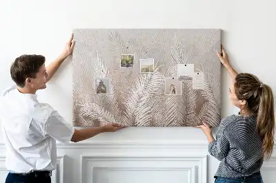 Tableau de liège motif palmier et feuilles exotiques vertes