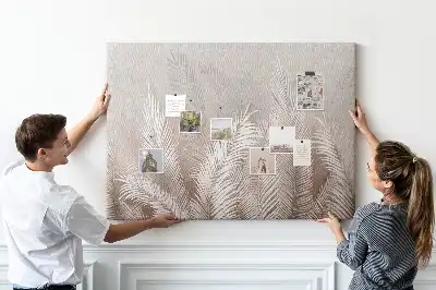 Tableau de liège motif palmier et feuilles exotiques vertes