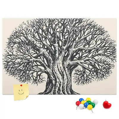 Tableau d’affichage en liège motif arbre solitaire Majestueux