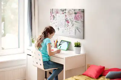 Tableau d'affichage en liège motif roses à l'aquarelle