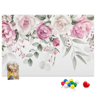 Tableau d'affichage en liège motif roses à l'aquarelle