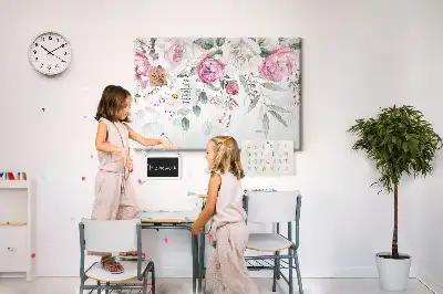 Tableau d'affichage en liège motif roses à l'aquarelle