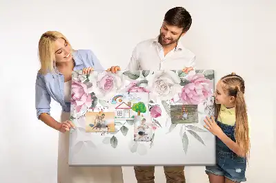 Tableau d'affichage en liège motif roses à l'aquarelle