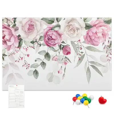 Tableau d'affichage en liège motif roses à l'aquarelle