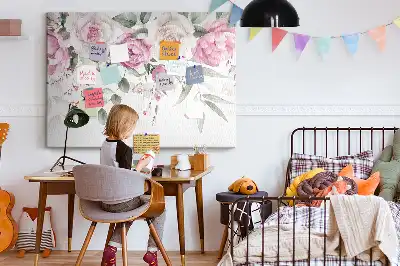 Tableau d'affichage en liège motif roses à l'aquarelle