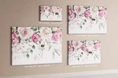 Tableau d'affichage en liège motif roses à l'aquarelle
