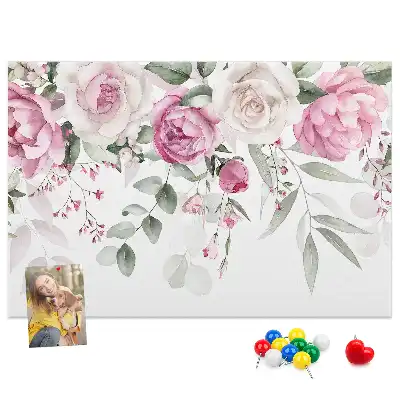 Tableau d'affichage en liège motif roses à l'aquarelle