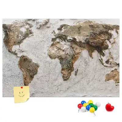 Tableau en liège carte du monde style archives
