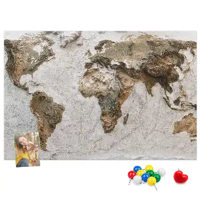 Tableau en liège carte du monde style archives
