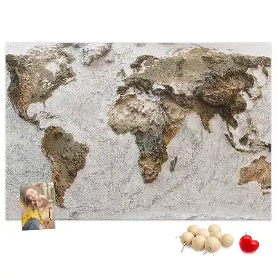 Tableau en liège carte du monde style archives