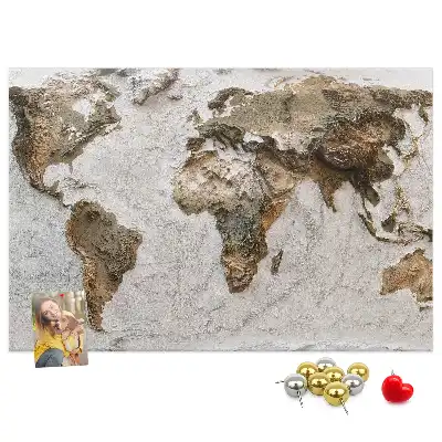 Tableau en liège carte du monde style archives