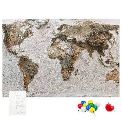 Tableau en liège carte du monde style archives