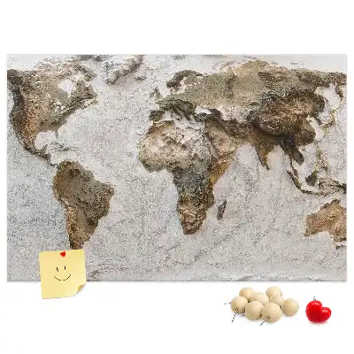 Tableau en liège carte du monde style archives