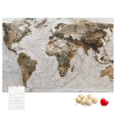 Tableau en liège carte du monde style archives