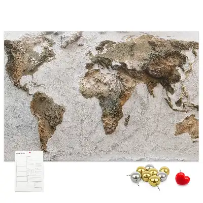 Tableau en liège carte du monde style archives