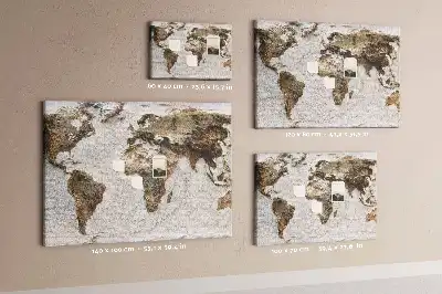 Tableau en liège carte du monde style archives