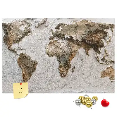 Tableau en liège carte du monde style archives