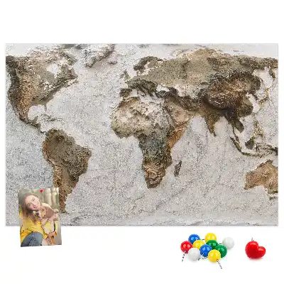 Tableau en liège carte du monde style archives