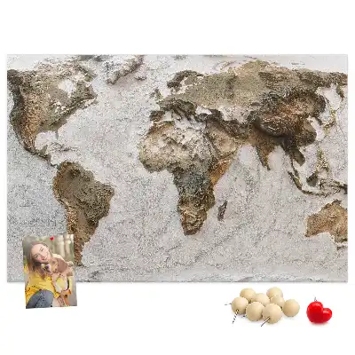 Tableau en liège carte du monde style archives