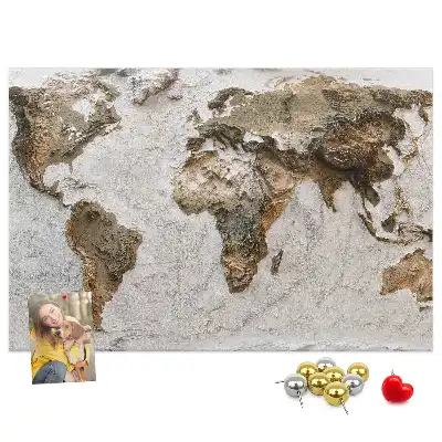 Tableau en liège carte du monde style archives