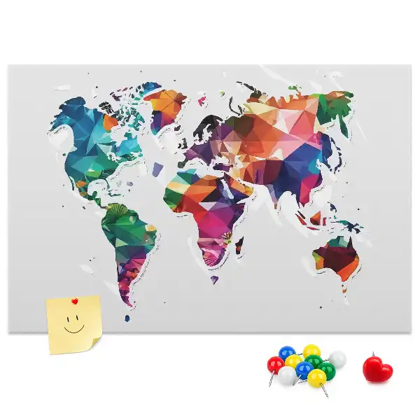 Tableau d’affichage en liège Carte du monde triangles
