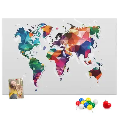 Tableau d’affichage en liège Carte du monde triangles