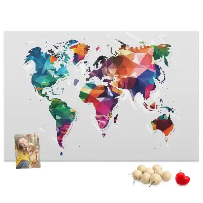 Tableau d’affichage en liège Carte du monde triangles