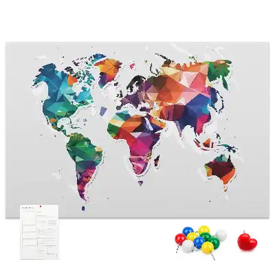 Tableau d’affichage en liège Carte du monde triangles