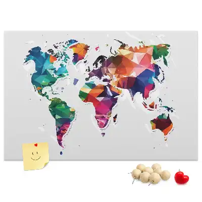 Tableau d’affichage en liège Carte du monde triangles