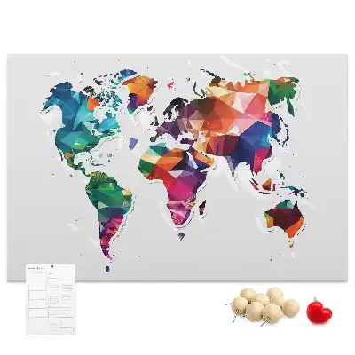 Tableau d’affichage en liège Carte du monde triangles