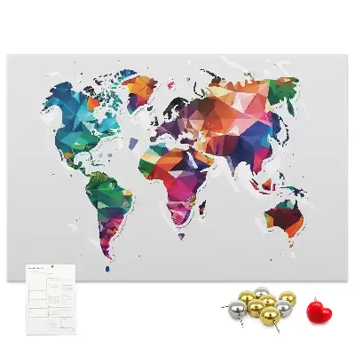 Tableau d’affichage en liège Carte du monde triangles
