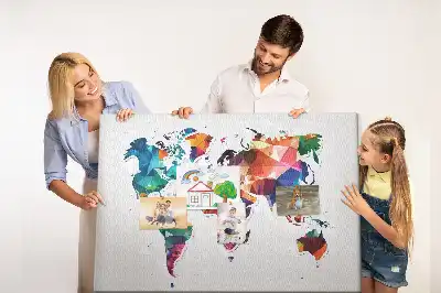 Tableau d’affichage en liège Carte du monde triangles