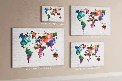 Tableau d’affichage en liège Carte du monde triangles