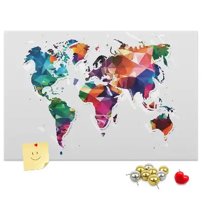 Tableau d’affichage en liège Carte du monde triangles