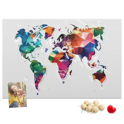 Tableau d’affichage en liège Carte du monde triangles